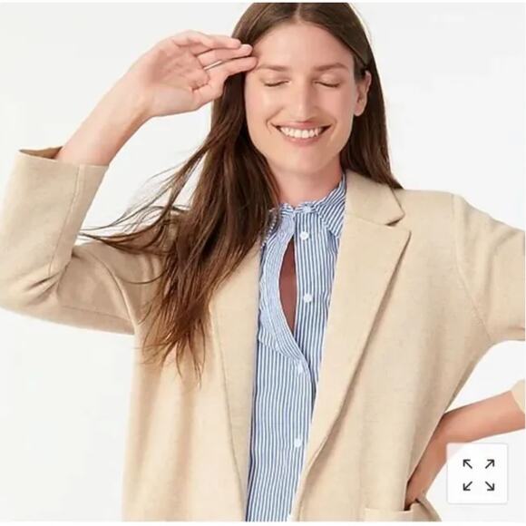 J. CREW Sophie Open Front Sweater-Blazer Heather Natural Cream Tan {X7} - Picture 2 of 5